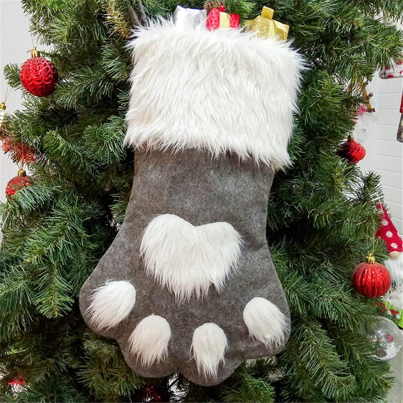 SherryDC Dog Cat Paw Christmas Stockings, Plush Hanging Socks for Holiday and Christmas Decorations - Image 3